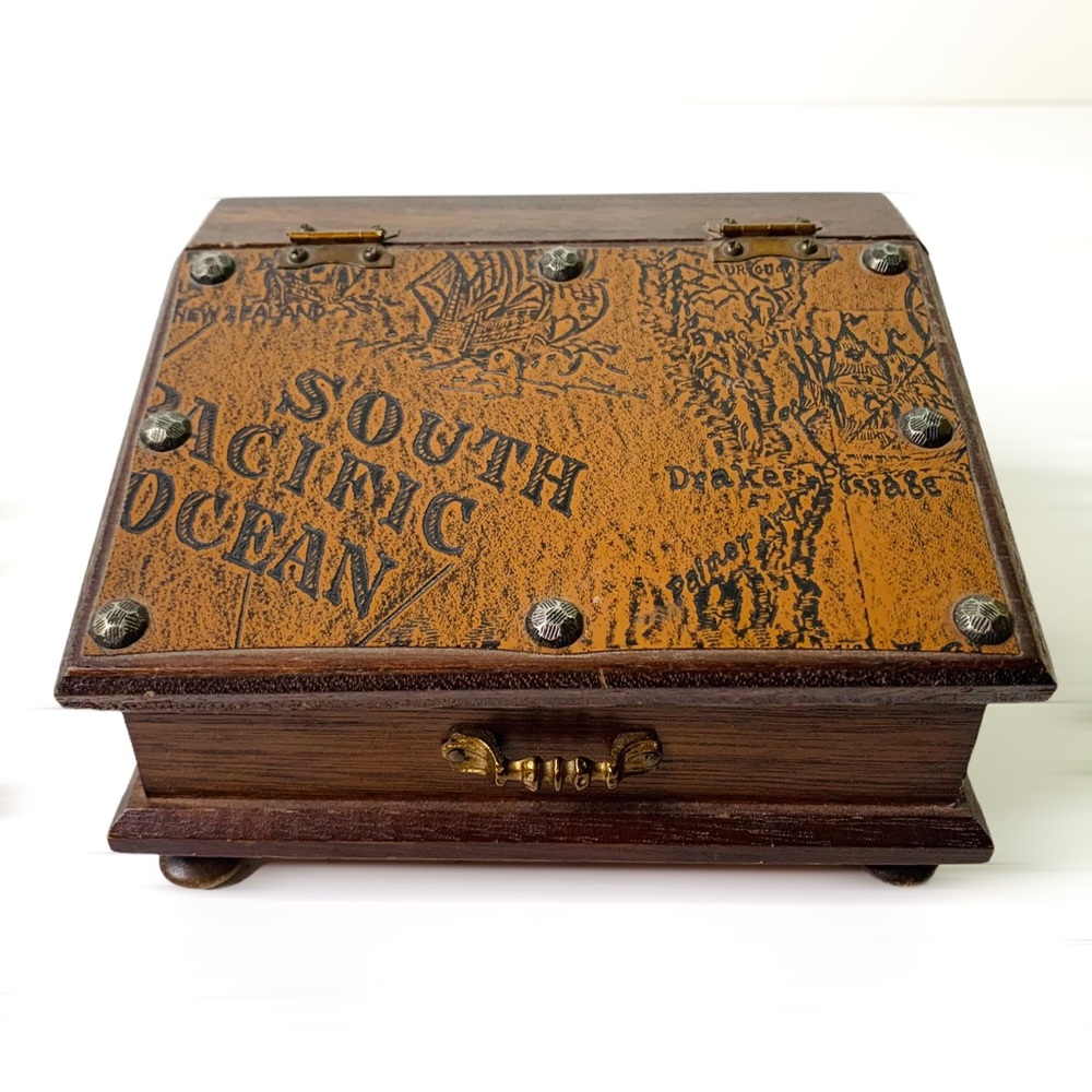 Antique Vintage Wood Jewelry Box, Made in Japan - Picture 3 of 14
